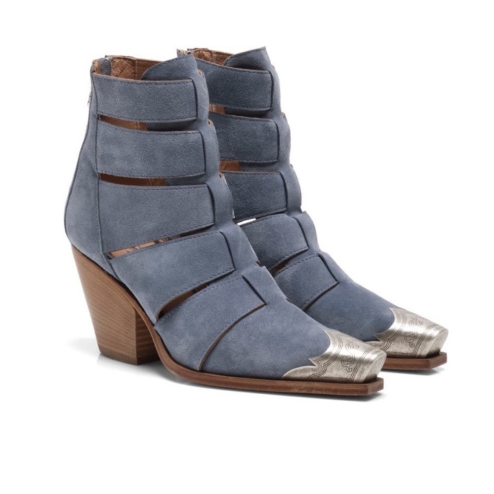 Free People Brayden Fisherman Western Boots in Blue Suede - Picture 4 of 4